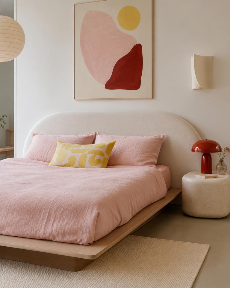 Quarto contemporâneo em rosa