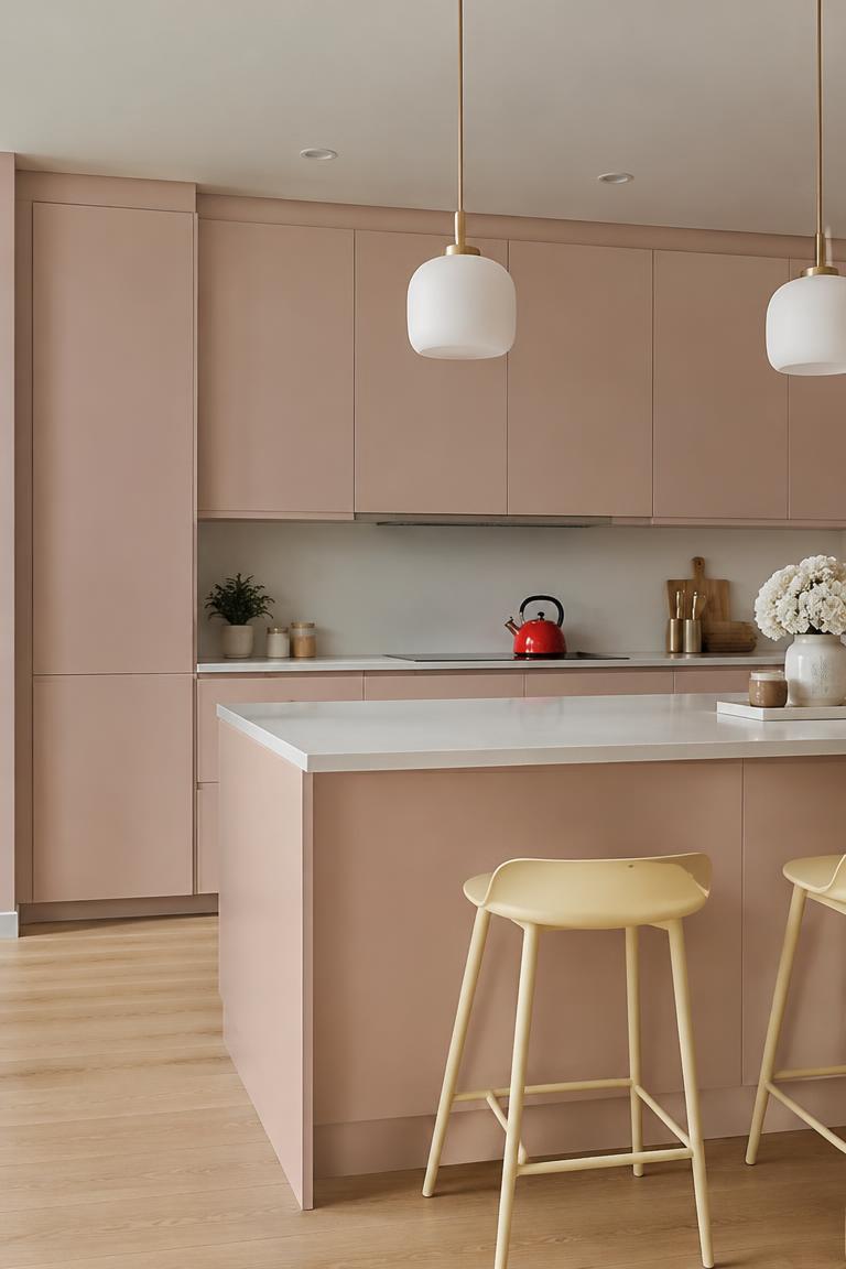 Cozinha moderna em rosé